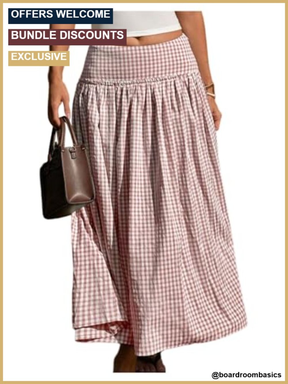 Plaid Gingham High Waisted Maxi Skirt Flowy Long Skirt